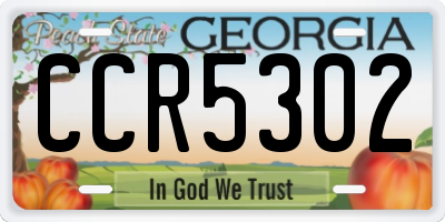 GA license plate CCR5302
