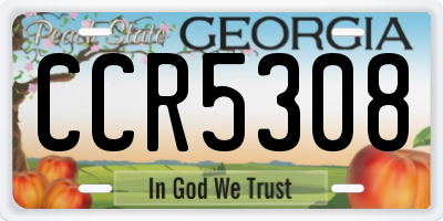 GA license plate CCR5308