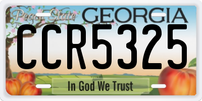 GA license plate CCR5325