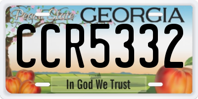 GA license plate CCR5332