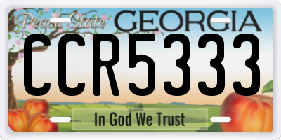 GA license plate CCR5333