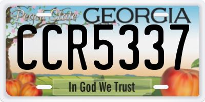 GA license plate CCR5337