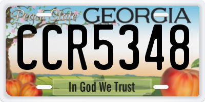GA license plate CCR5348
