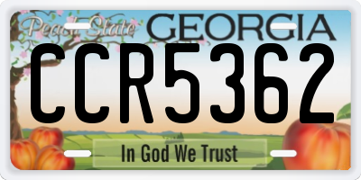GA license plate CCR5362