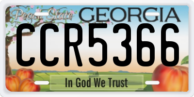 GA license plate CCR5366