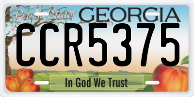 GA license plate CCR5375