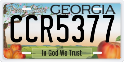 GA license plate CCR5377