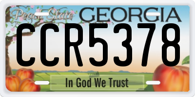 GA license plate CCR5378