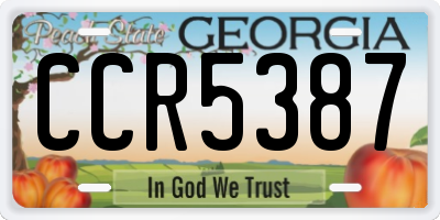 GA license plate CCR5387