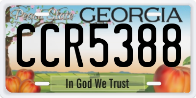 GA license plate CCR5388