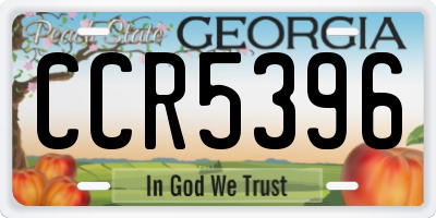 GA license plate CCR5396