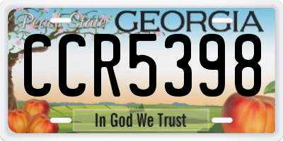 GA license plate CCR5398