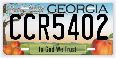 GA license plate CCR5402