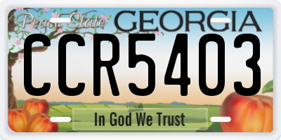 GA license plate CCR5403