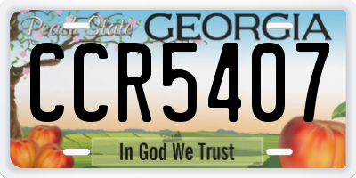 GA license plate CCR5407
