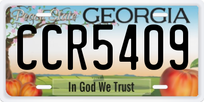 GA license plate CCR5409