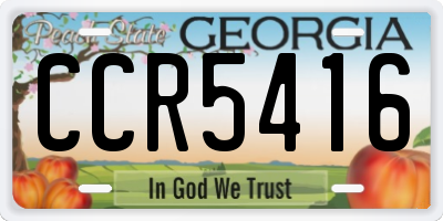 GA license plate CCR5416