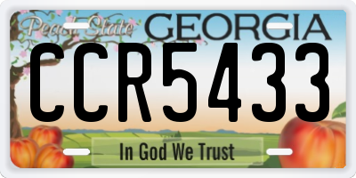 GA license plate CCR5433