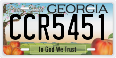 GA license plate CCR5451