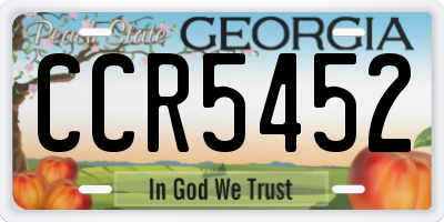 GA license plate CCR5452