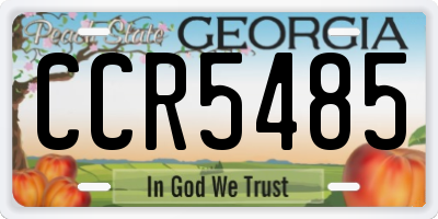 GA license plate CCR5485