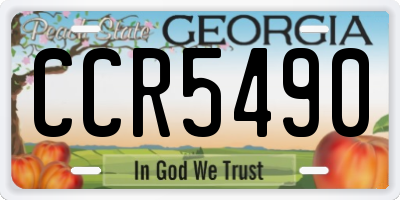 GA license plate CCR5490