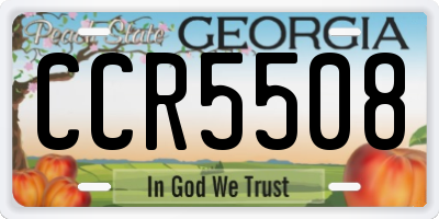 GA license plate CCR5508