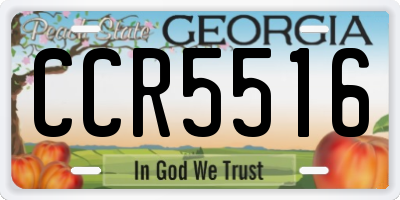GA license plate CCR5516