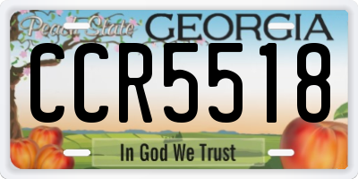 GA license plate CCR5518