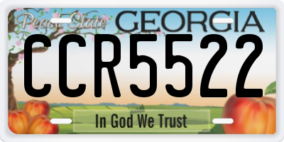 GA license plate CCR5522