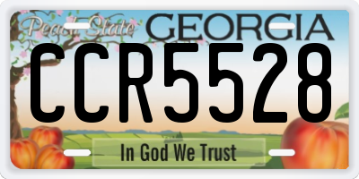 GA license plate CCR5528