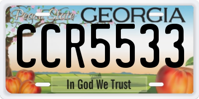 GA license plate CCR5533