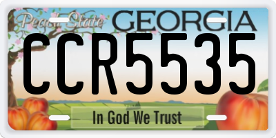 GA license plate CCR5535