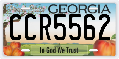 GA license plate CCR5562
