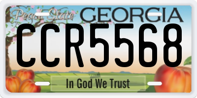 GA license plate CCR5568