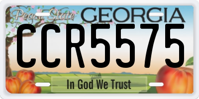 GA license plate CCR5575