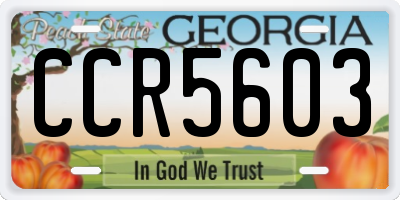 GA license plate CCR5603