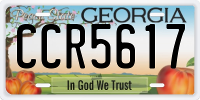 GA license plate CCR5617