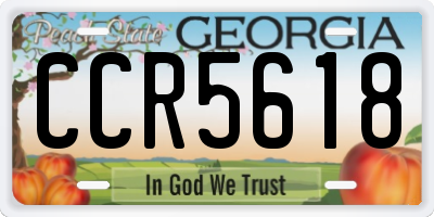 GA license plate CCR5618