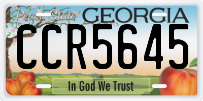 GA license plate CCR5645