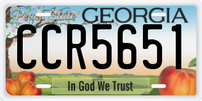 GA license plate CCR5651