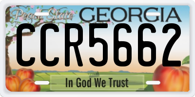 GA license plate CCR5662