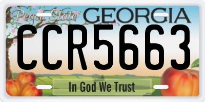 GA license plate CCR5663