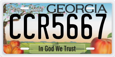 GA license plate CCR5667