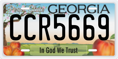 GA license plate CCR5669