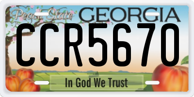 GA license plate CCR5670