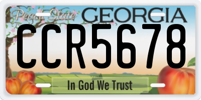 GA license plate CCR5678