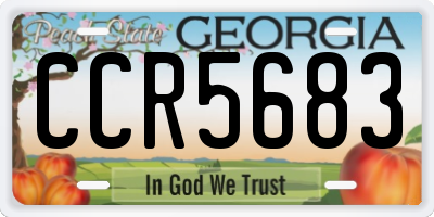 GA license plate CCR5683