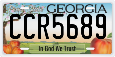 GA license plate CCR5689