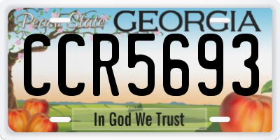 GA license plate CCR5693